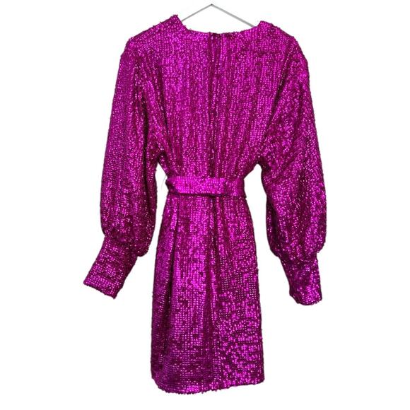 ASOS Edition Sequin Mini Wrap Dress Pink Women’s Size 12 - Picture 5 of 12